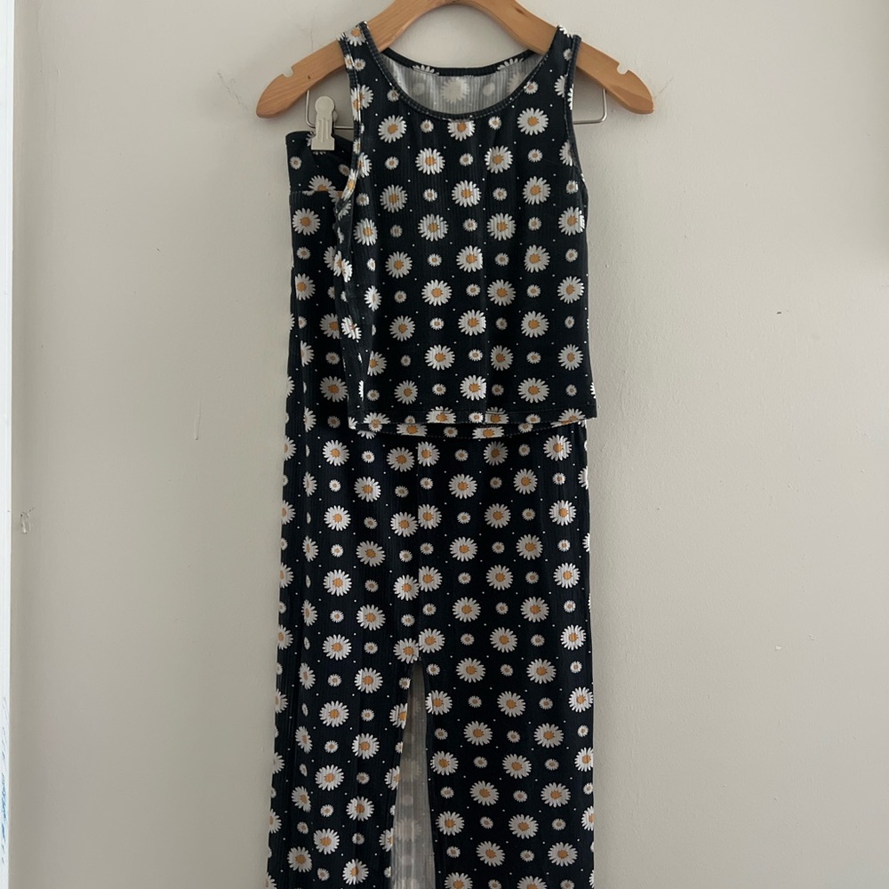 Daisy Print Midi Skirt & Tank Matching Set Sz XS